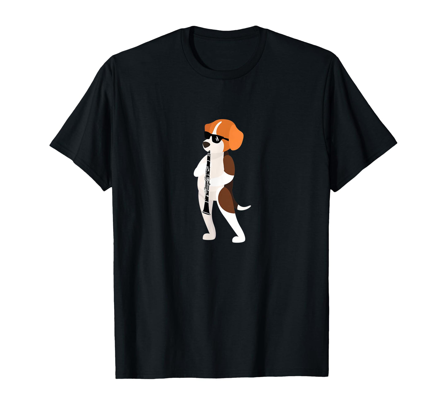 Funny Dog Wearing Sunglasses Playing Clarinet Beagle T-Shirt