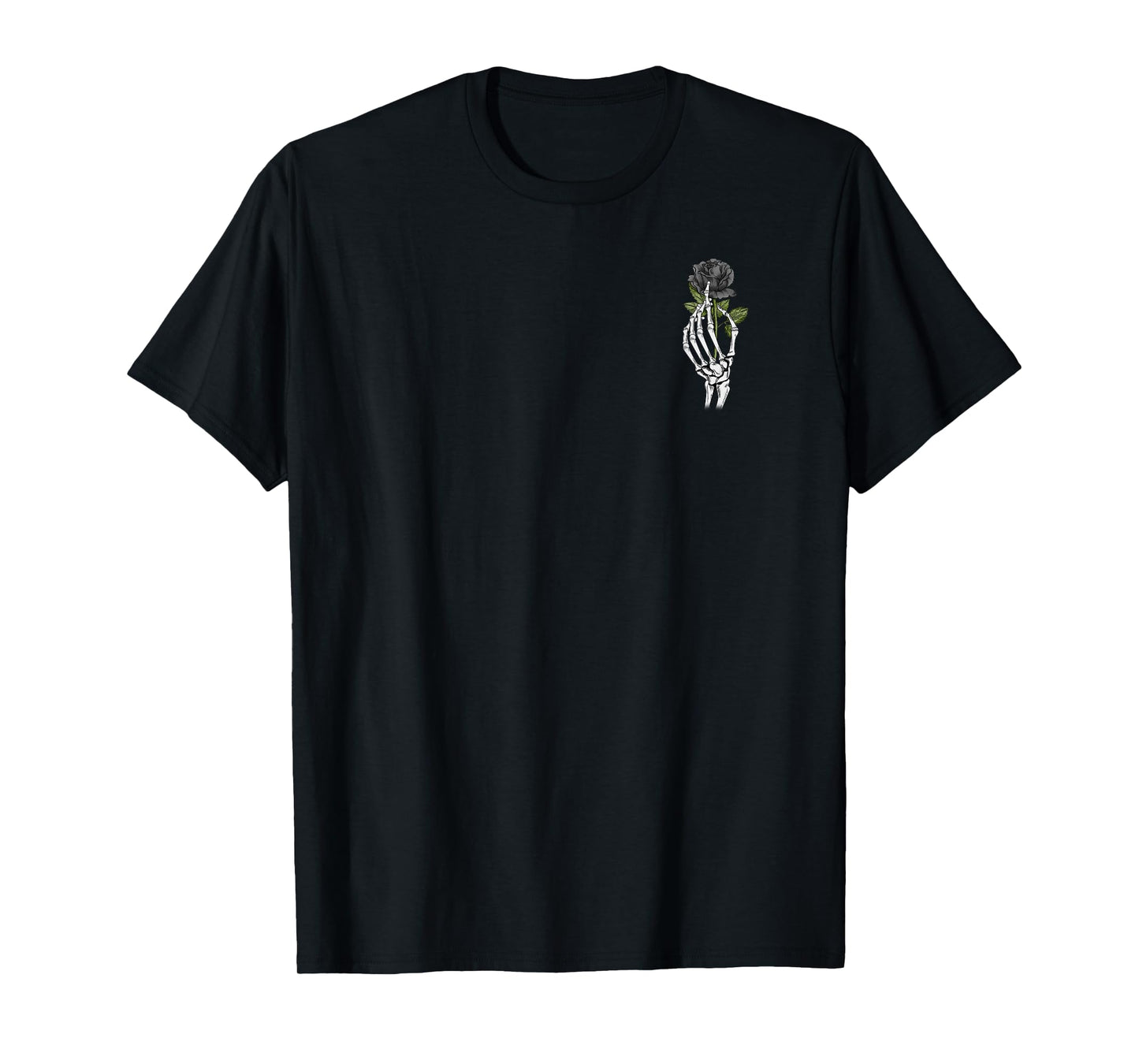 Skeleton Hand Holding Rose Aesthetic Black Flower T-Shirt