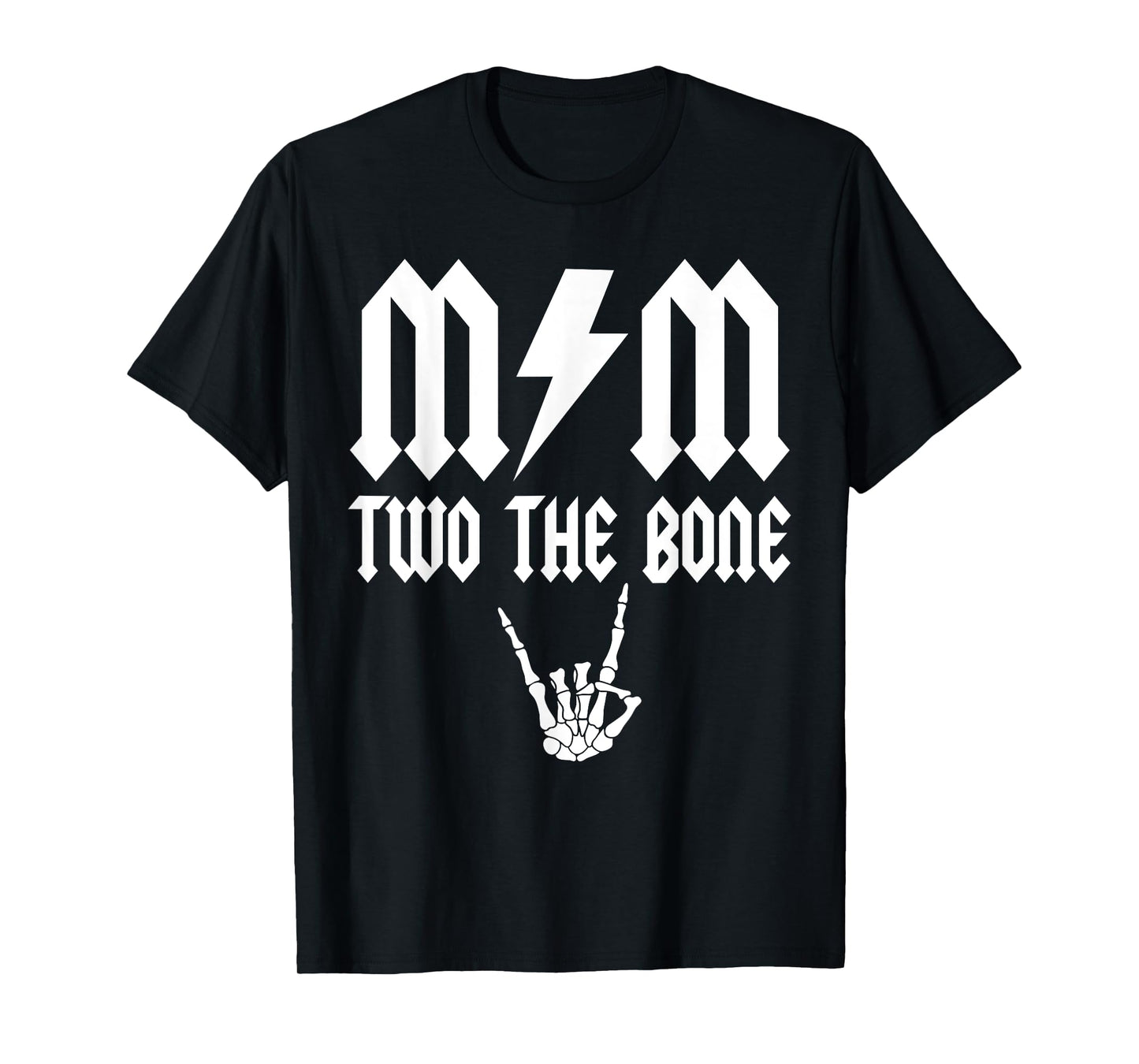 Mom Two the Bone Skeleton Hand Family Birthday Boy Girl T-Shirt