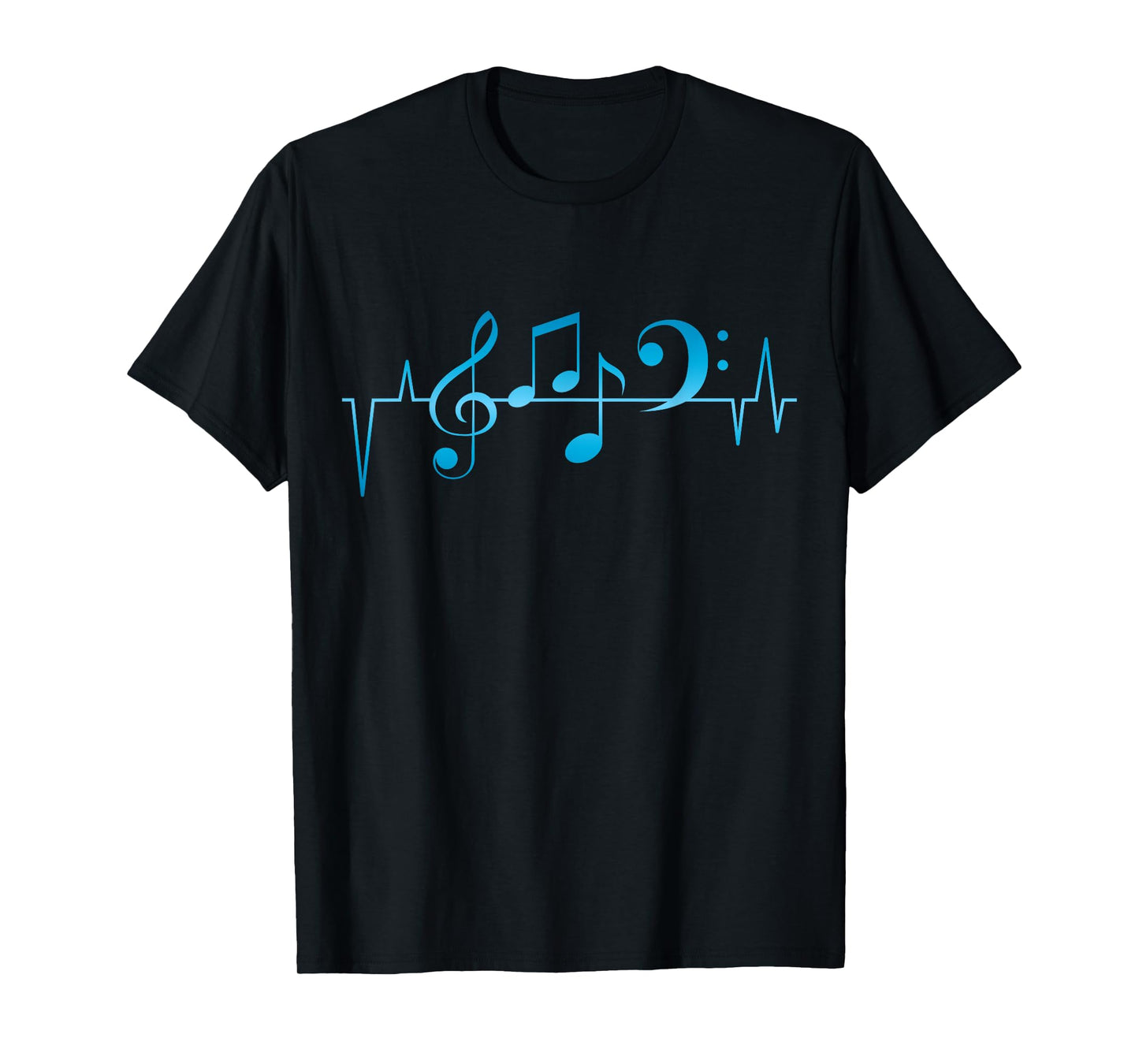 Music Heartbeat Notes Bass Clef Musician T-Shirt