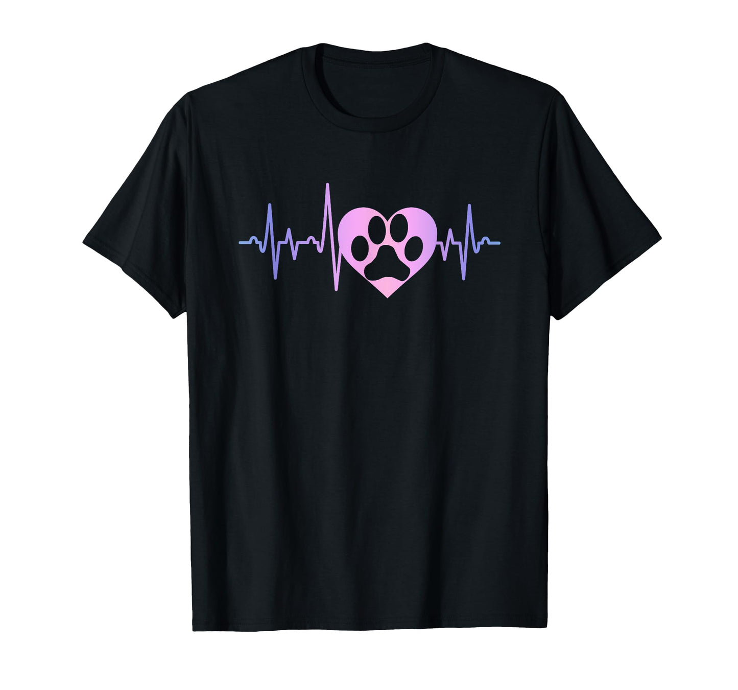 Dog Paw Print Heartbeat EKG Funny Dog Lover Heart Graphic T-Shirt for Men Women Kids