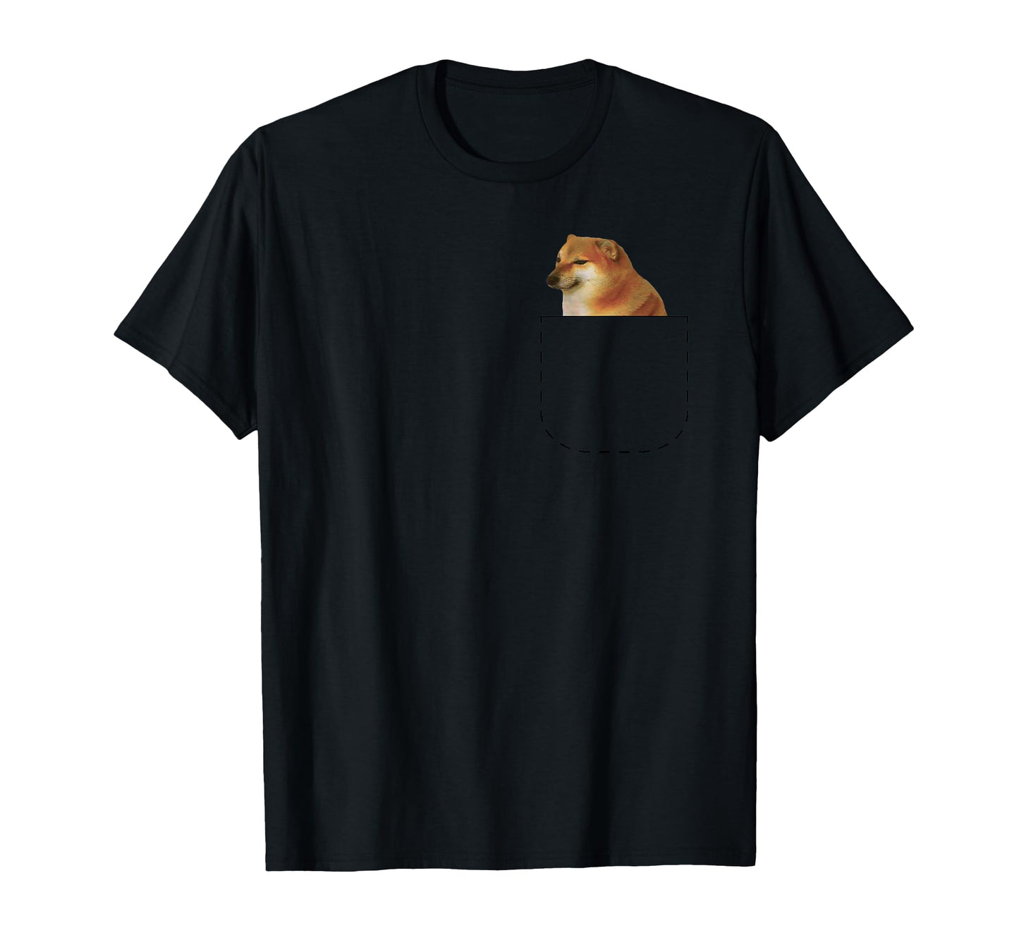 Mommottix Cheems T-Shirt, Women's Black Dog Meme T-Shirt, Small, Short Sleeve, Crew Neck, Classic Fit, Cotton 65% Polyester 35%