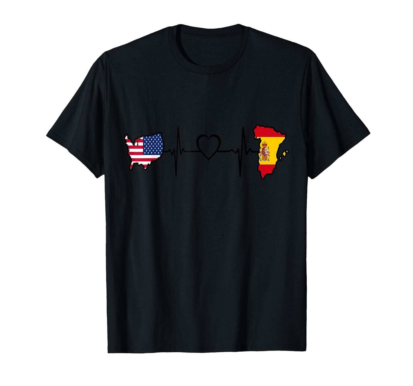 USA Spain Heartbeat Shirt Spanish American USA Flag T-Shirt