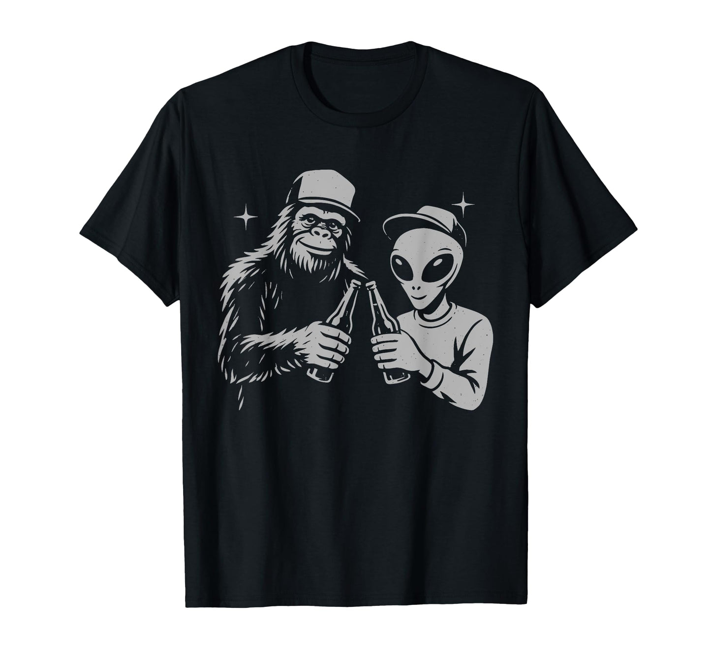 UFO and Bigfoot Funny Drinking Beer Cryptid T-Shirt