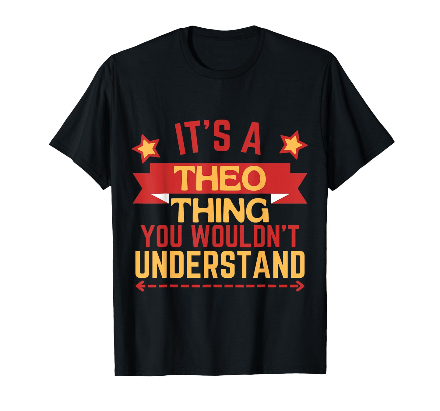 Theo Name Gift Birthday Celebration Unisex-Kids Theo Gift T-Shirt Black Small Modern Crew Neck Short Sleeve T-Shirt