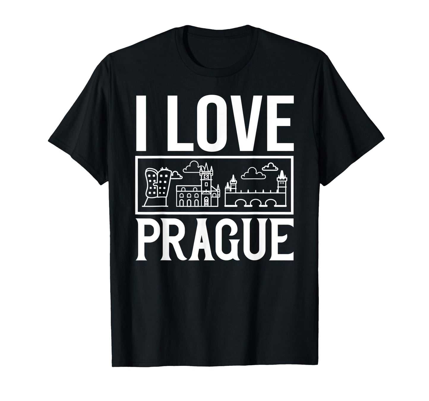 Prague Czech Republic City Skyline Map Travel T-Shirt
