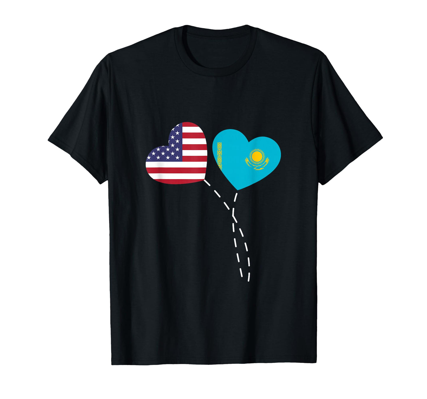 Loving USA Kazakhstan Flag Heart Kazakh Americans Love T-Shirt