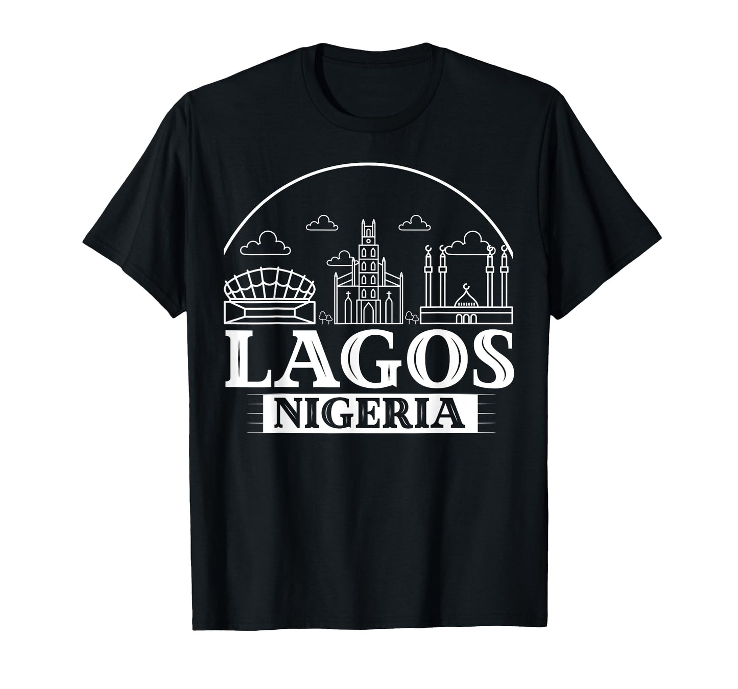 Lagos Nigeria City Skyline Map Travel T-Shirt