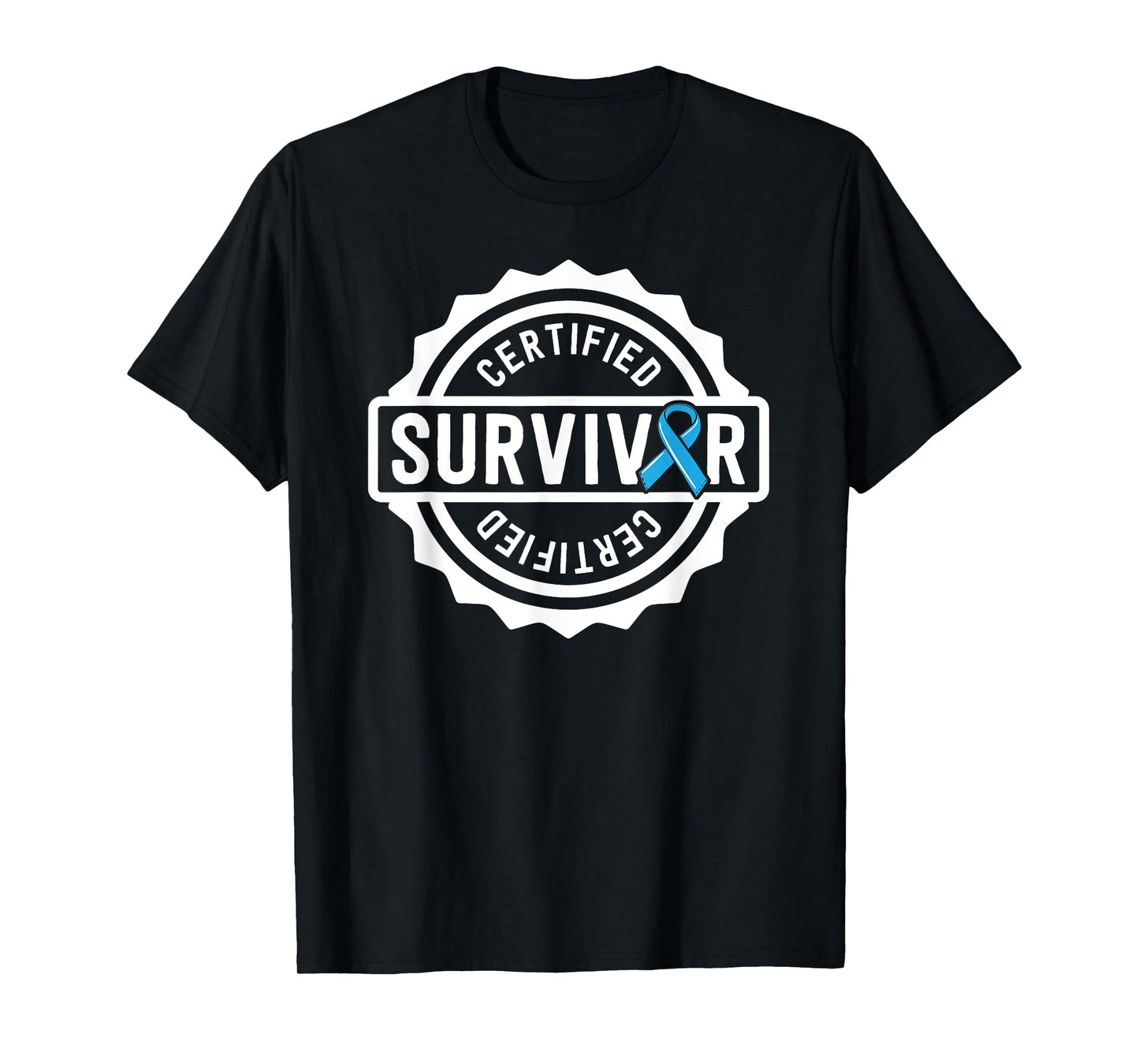 Prostate Cancer Survivor Gift For Men Blue Ribbon Awareness T-Shirt