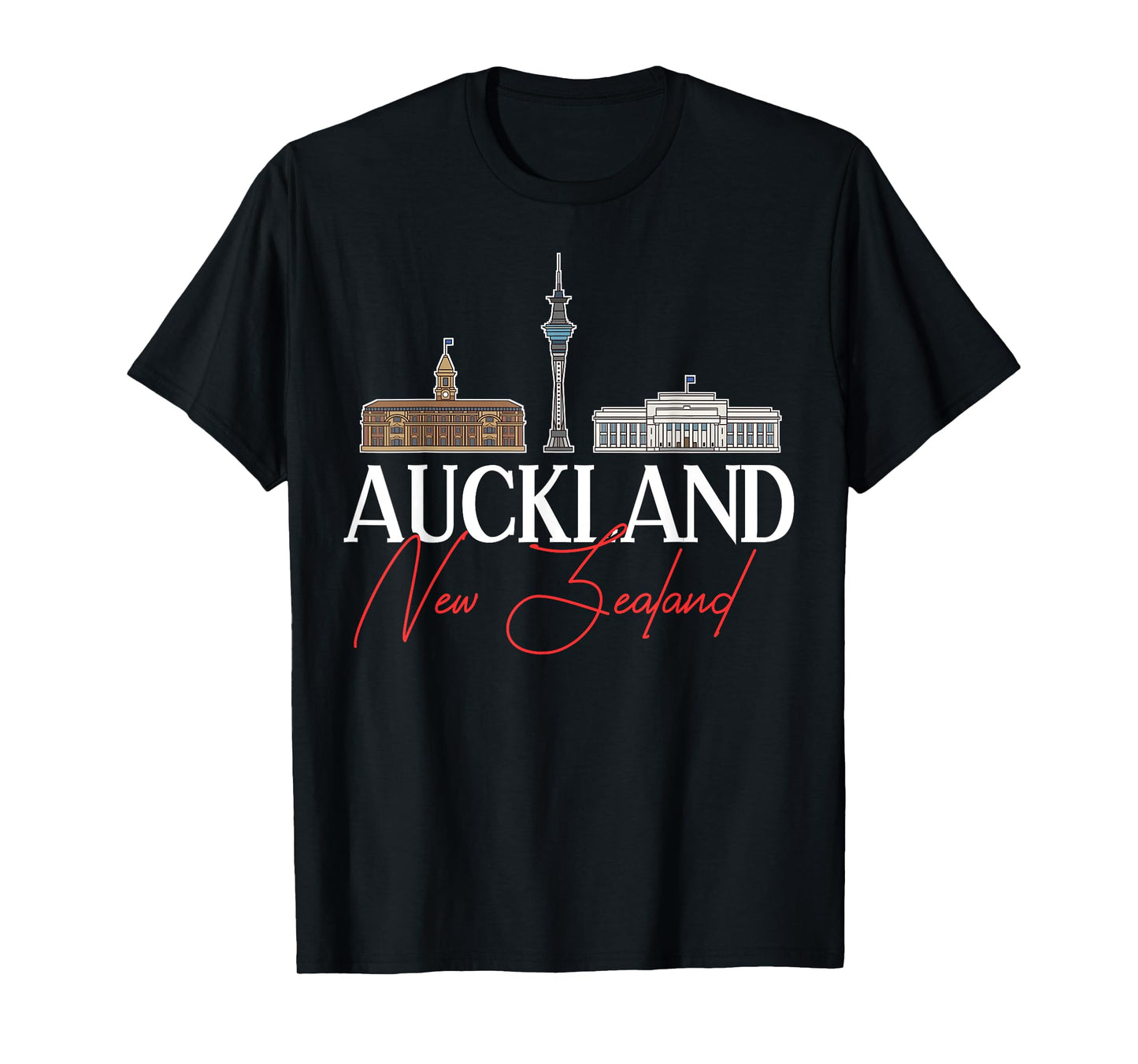 Auckland New Zealand City Skyline Map Travel T-Shirt