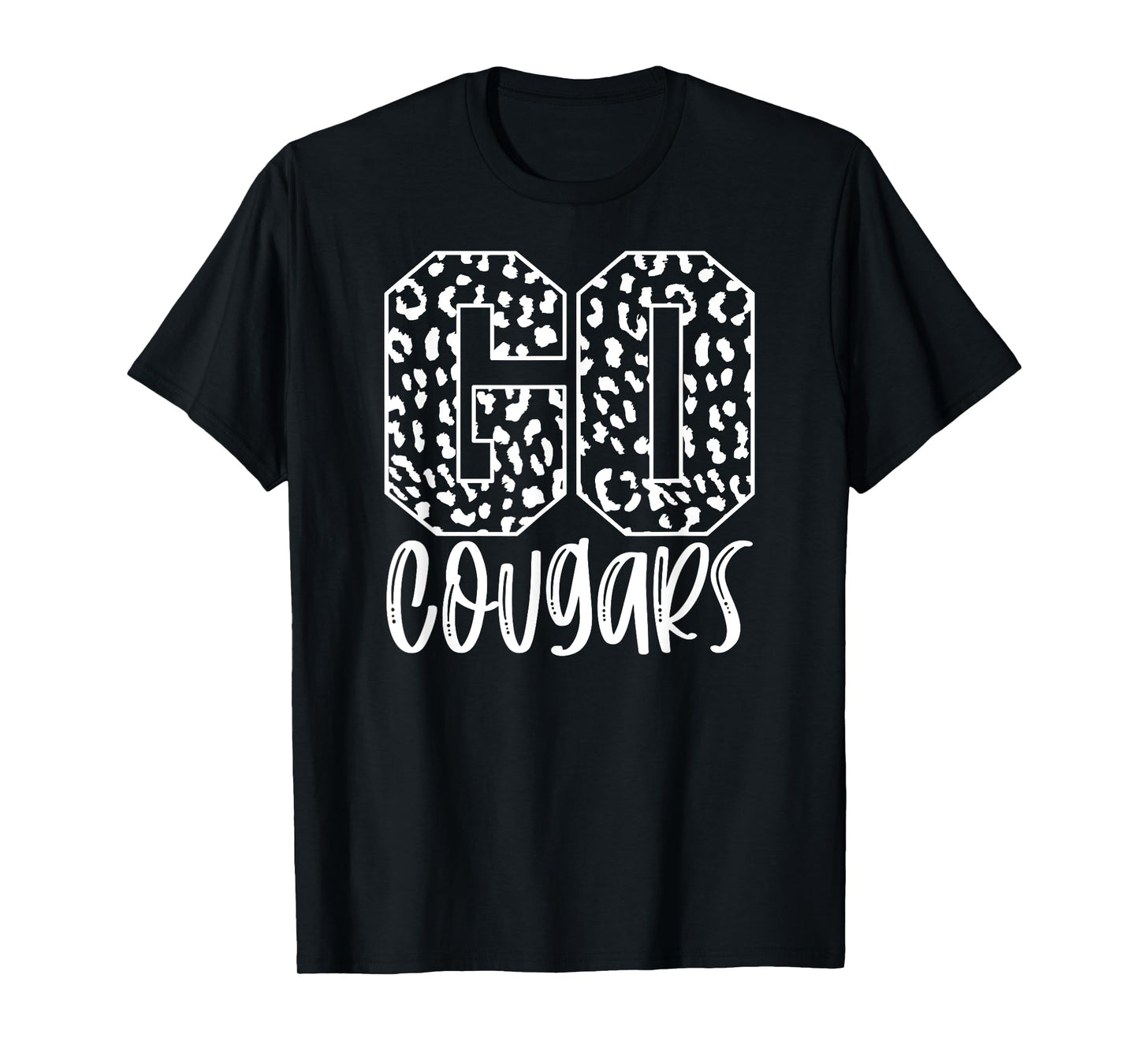 Cougars Team Mascot School Spirit Game Night Leopard Print T-Shirt