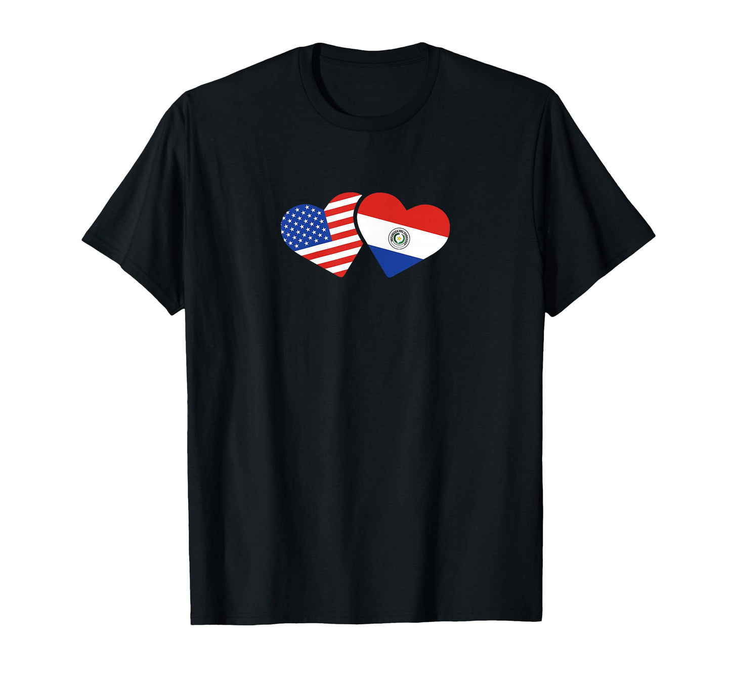 Womens USA Paraguay Flag T Shirt Hearts Paraguayan American Love T-Shirt