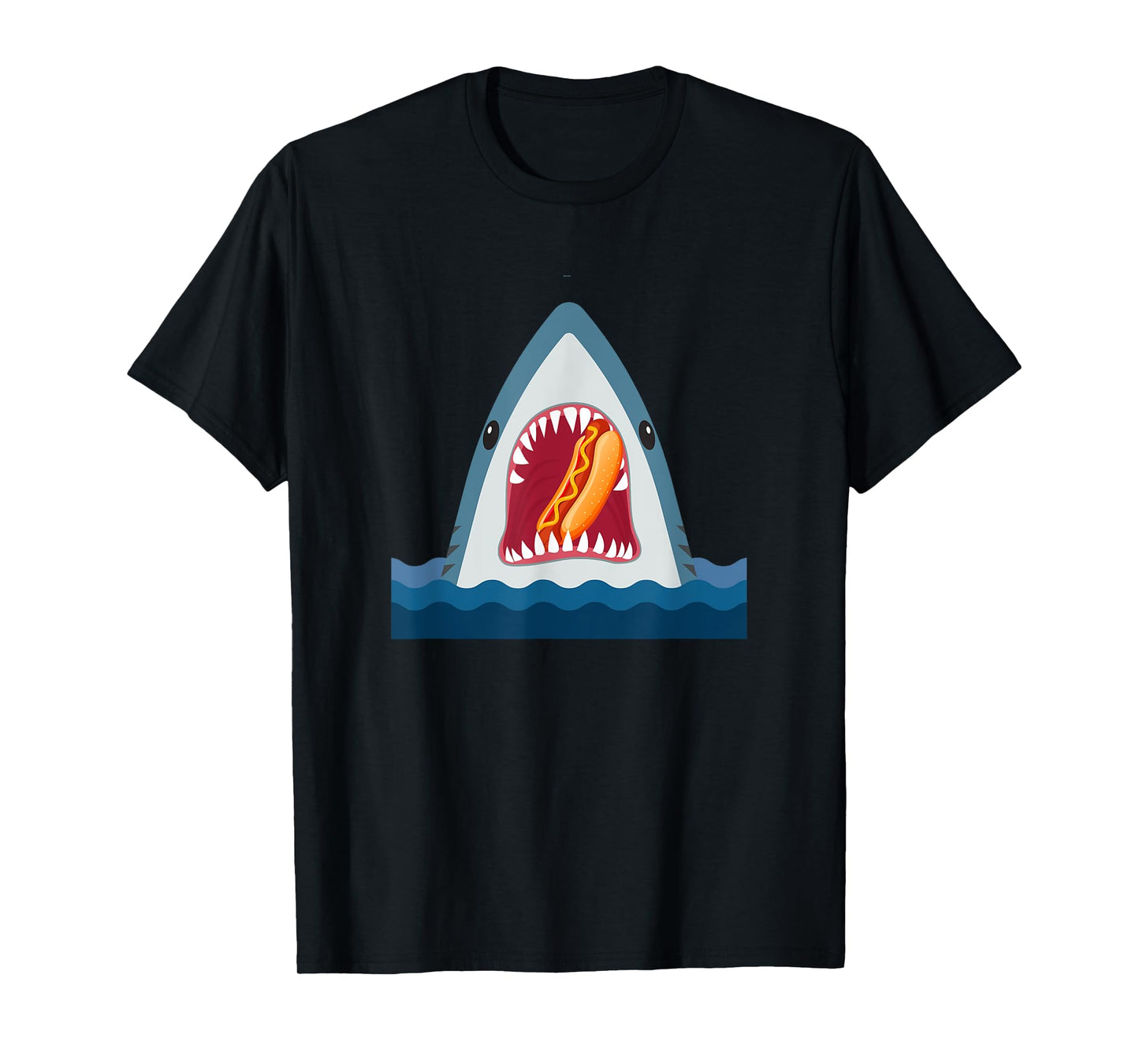 Shark Design Shark Eating Hotdog Food Lover Gift Men Women Kids T-Shirt