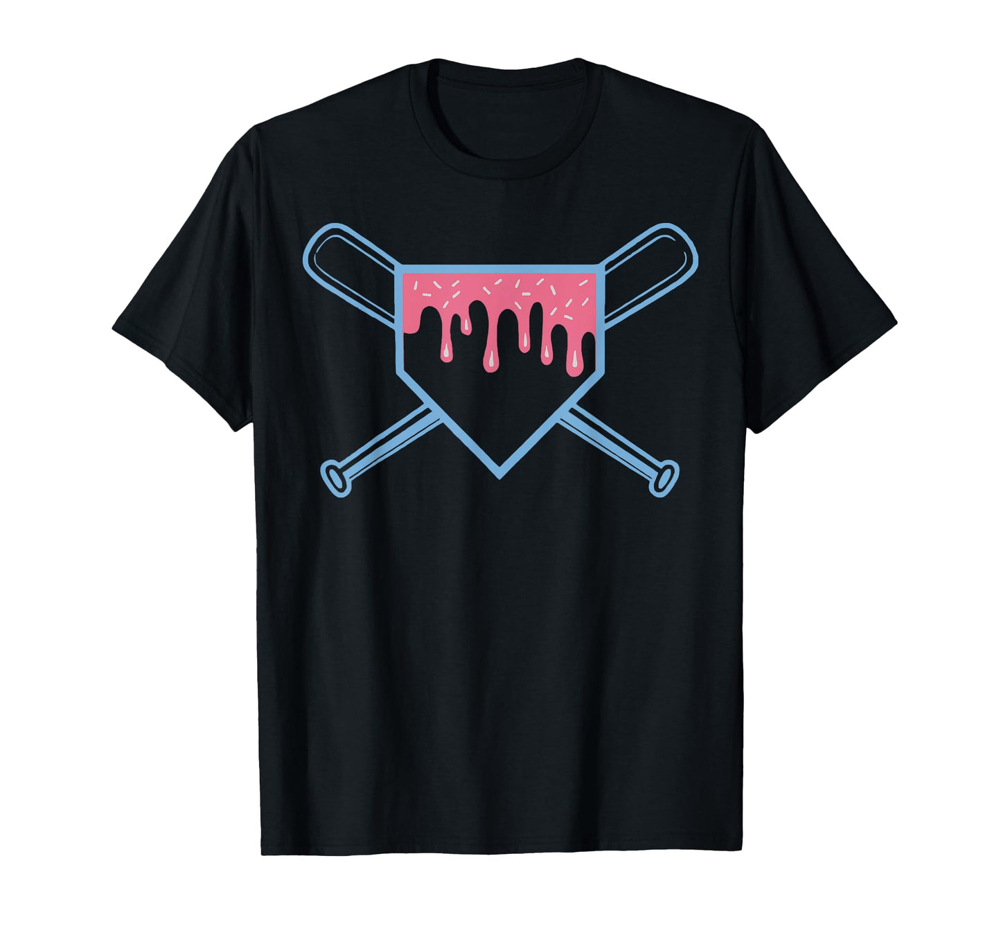 Baseball Home Plate Ice Cream Drip with Sprinkles for Boys T-Shirt