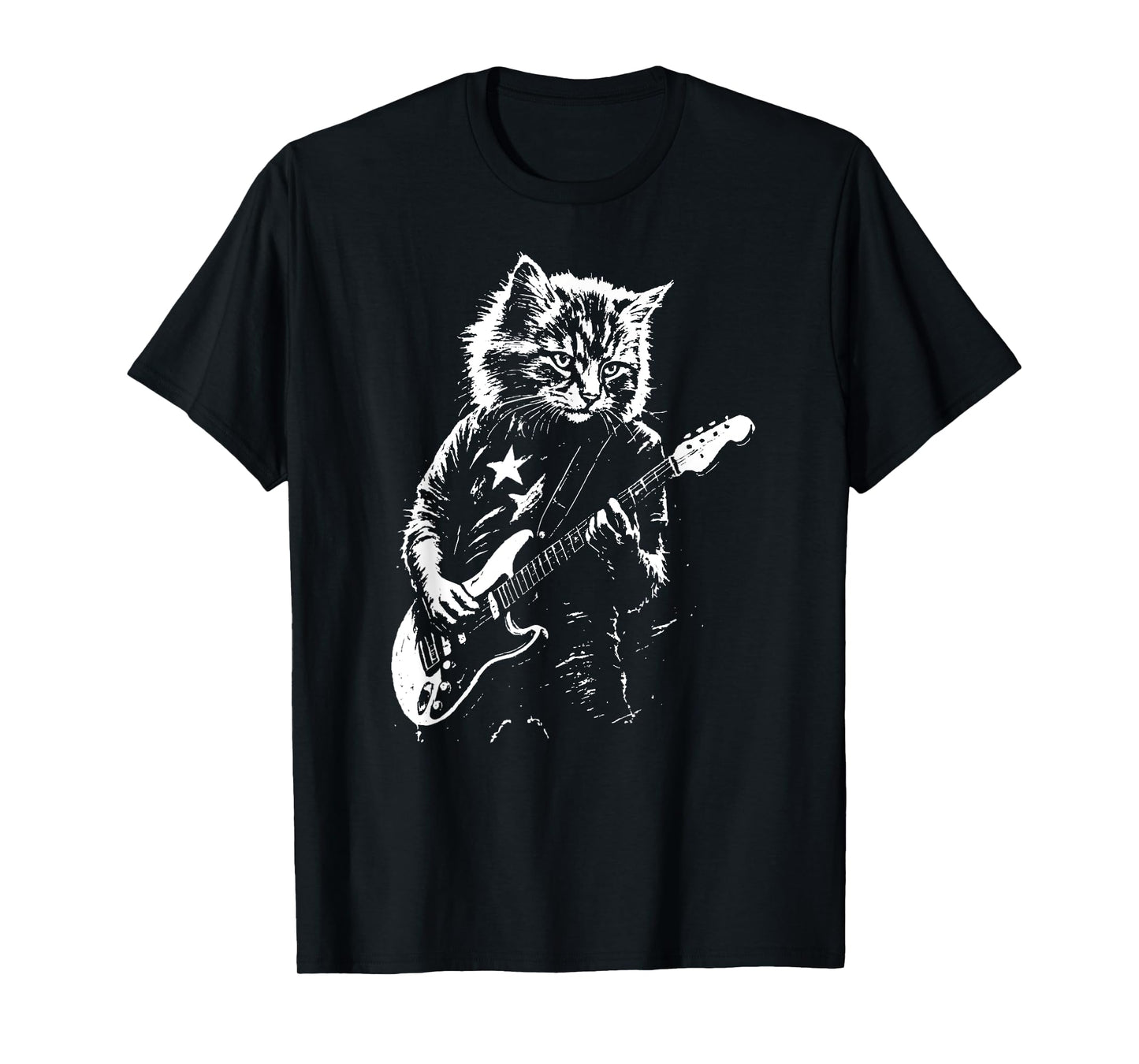 Funny Rock Cat Playing Guitar for Men Women Music Cat Lover T-Shirt