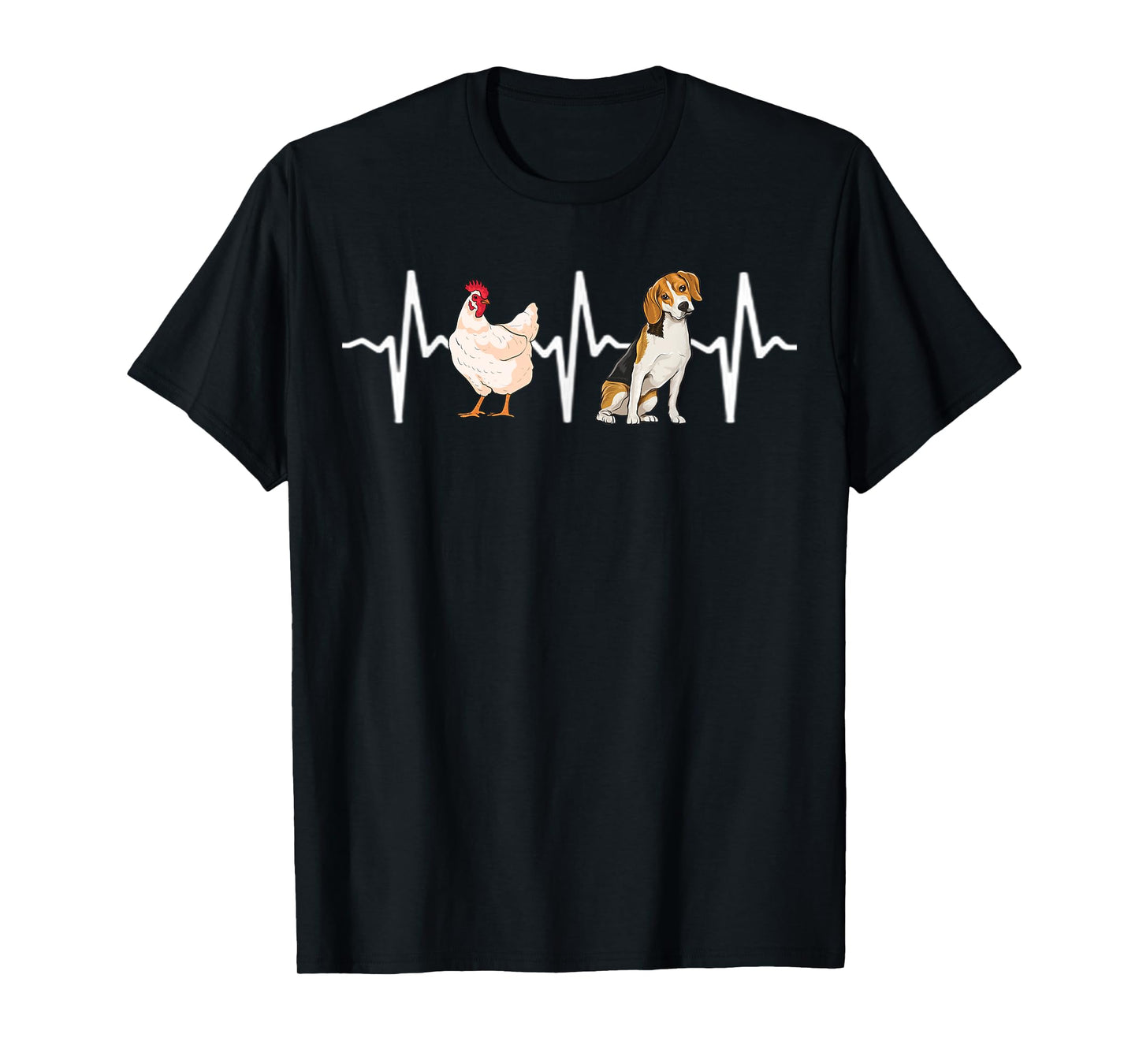 Hen Chicken Beagle Heartbeat Dog Lover Men Women Kids T-Shirt