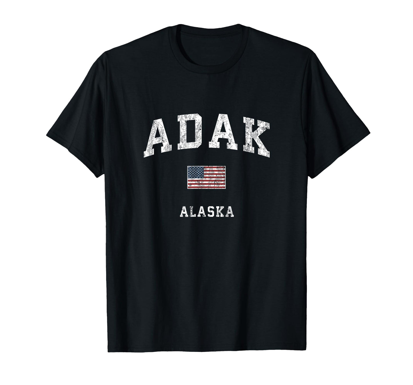 Adak Alaska AK Vintage American Flag Sports Design T-Shirt