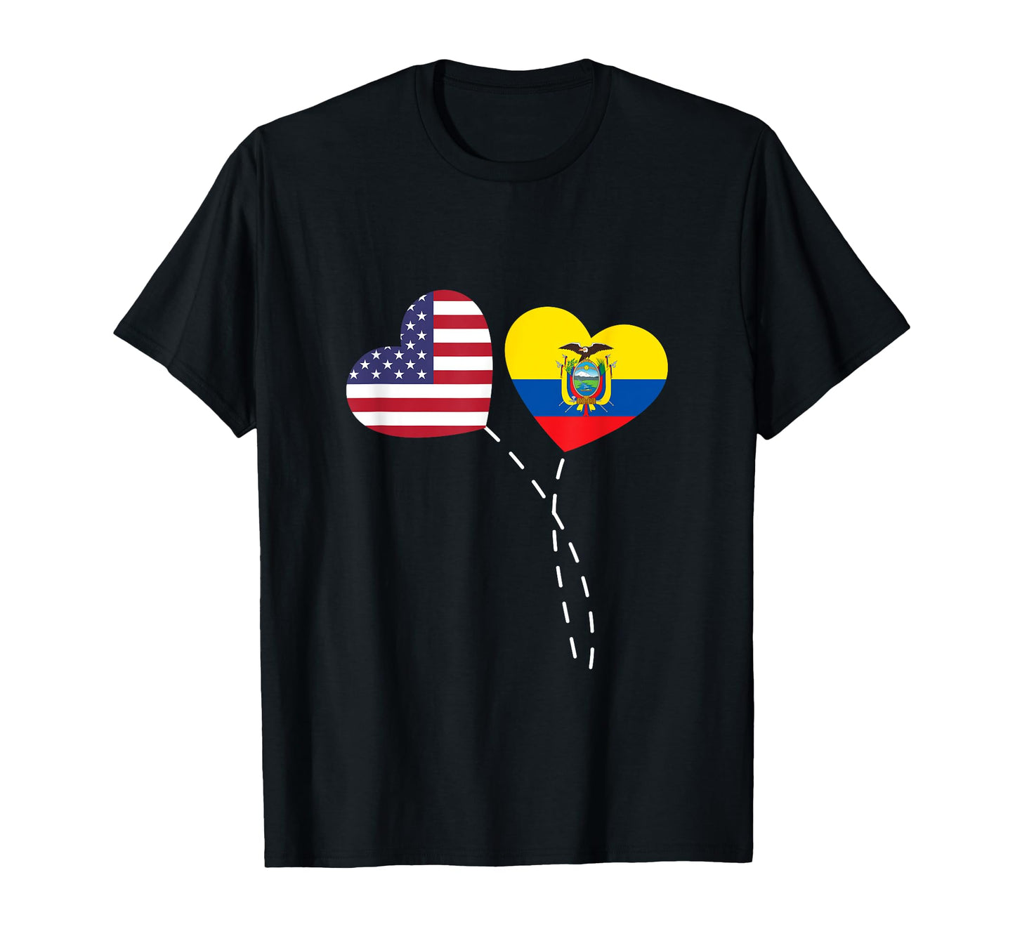 Loving USA Ecuador Flag Heart Ecuadorian Americans Love T-Shirt