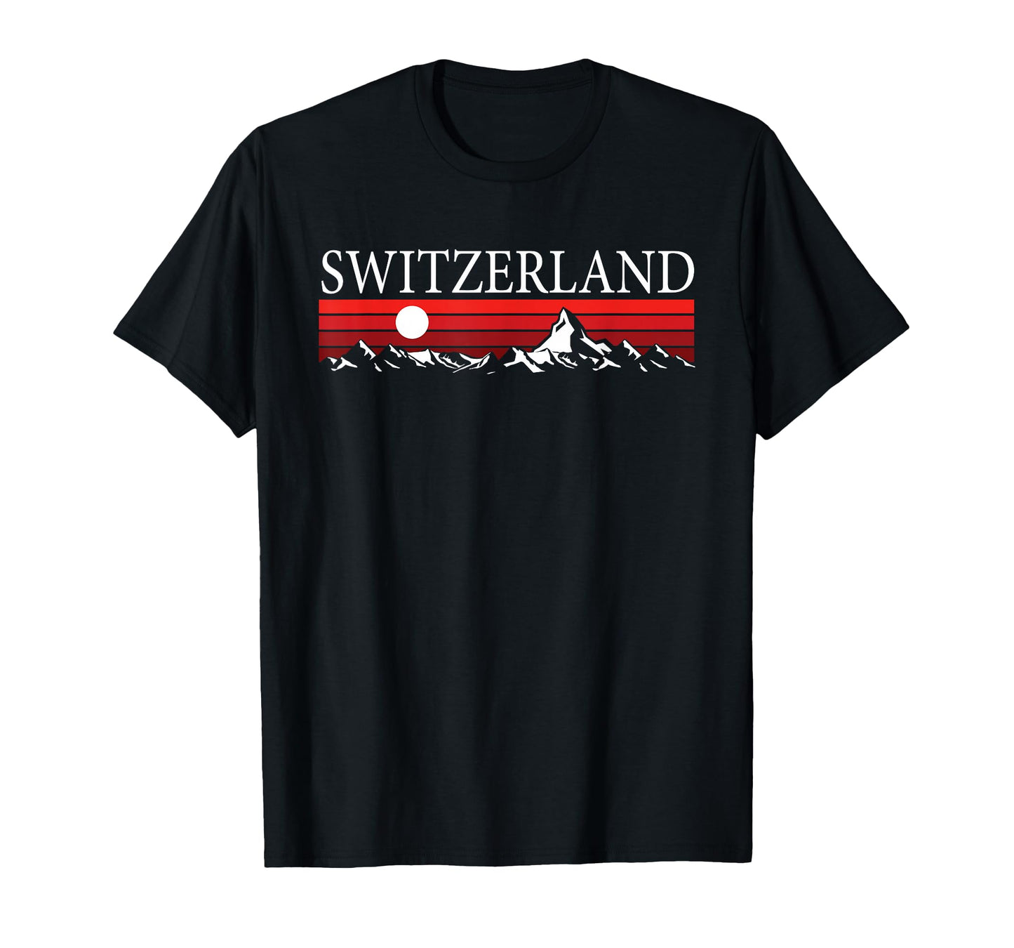 Swiss Alps And Red Sunset Switzerland Mountains T-Shirt