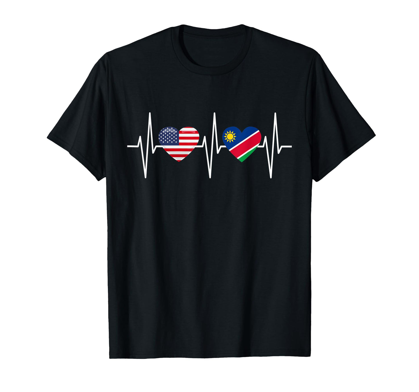 USA Namibia Shirt Heartbeat America Namibian Flag Heart T-Shirt