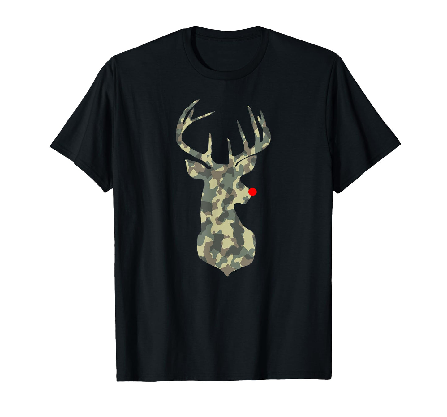 Christmas Holiday Rudolf Reindeer Red Nose camo hunting T-Shirt
