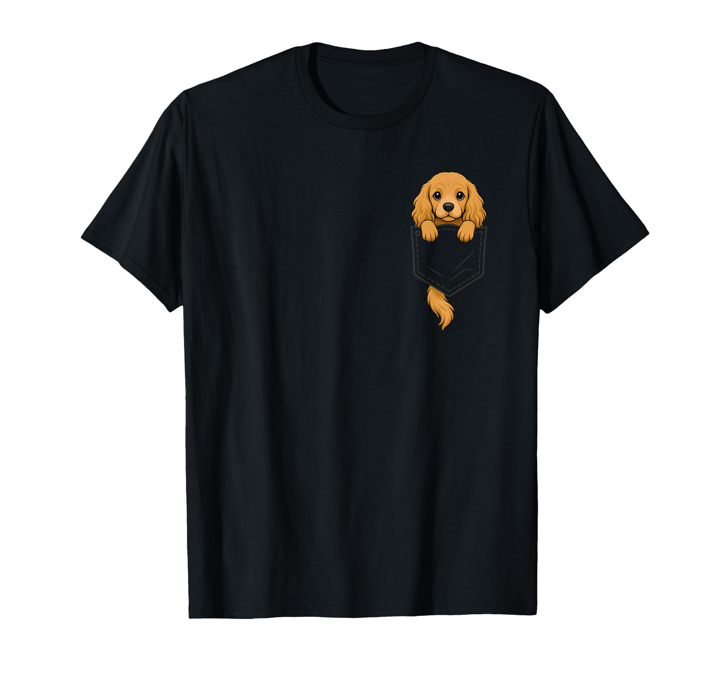 Funny Cocker Spaniel Peeking in Pocket Dog Puppy Pet Lover T-Shirt