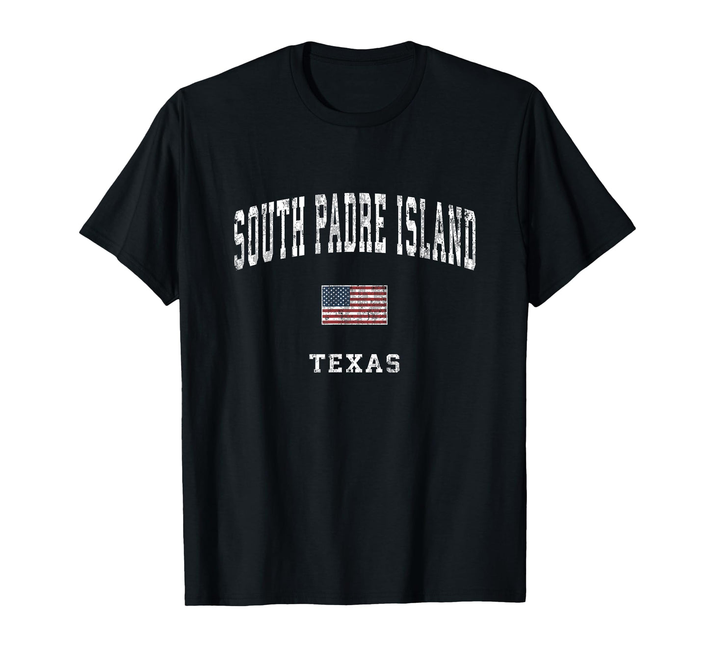 South Padre Island Texas TX Vintage American Flag Sports T-Shirt