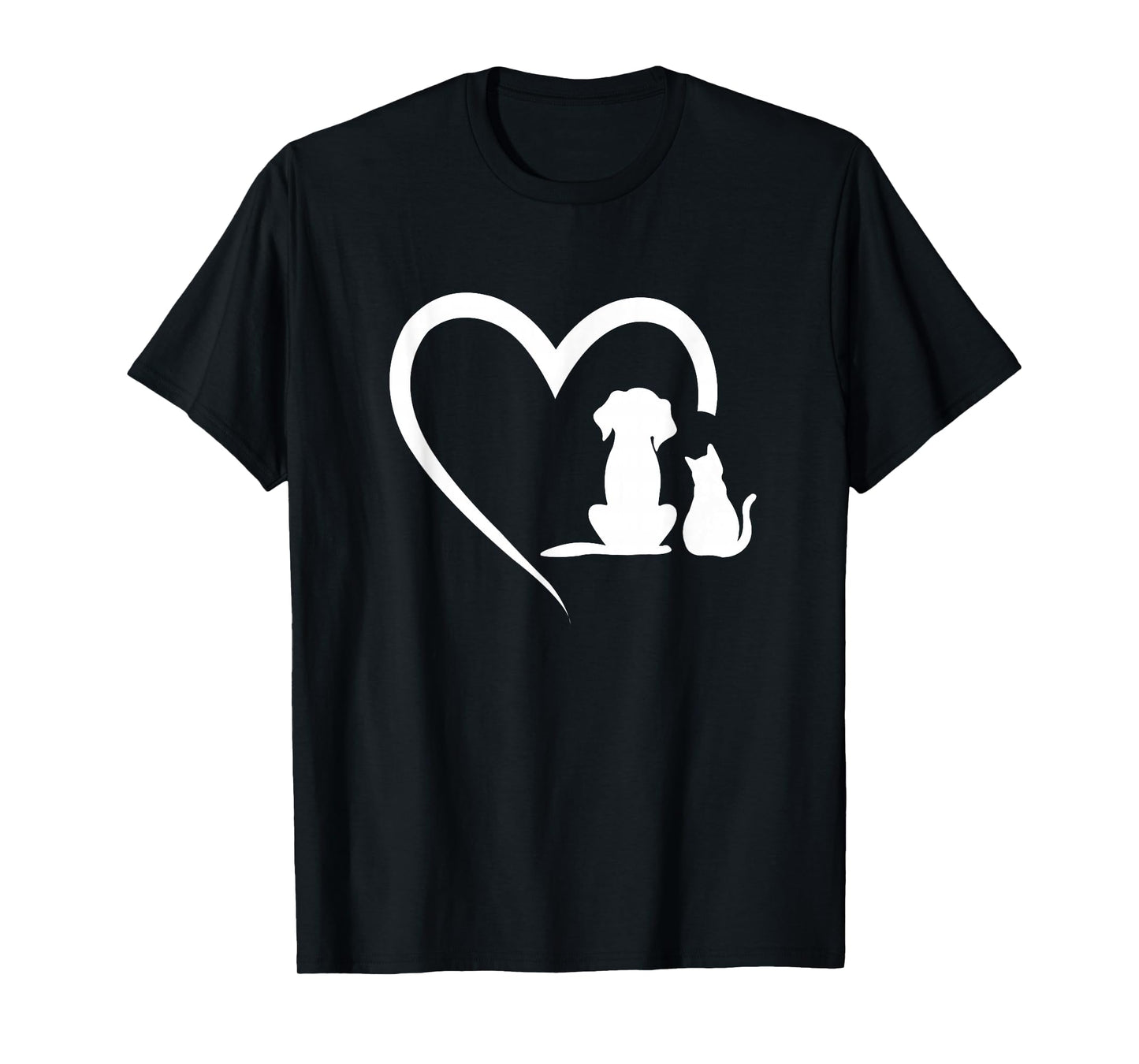 Dog Puppy and Baby Cat Heart - Animal Dog & Cat Heart T-Shirt Small