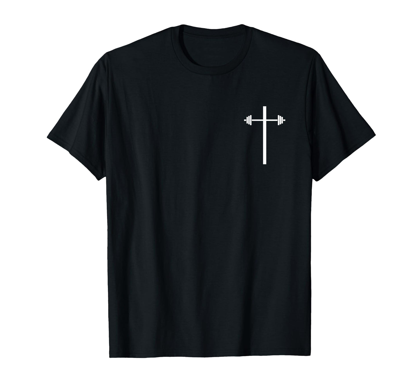 Dumbbell Barbell Cross Christian Gym Workout in Pocket T-Shirt