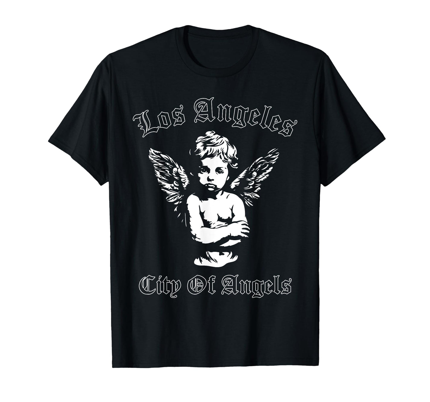 Los Angeles OG Chicano Angel LA California T-Shirt, Small, Black