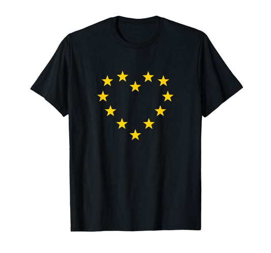 EU Stars Heart European Union Flag Symbol Europe Sign Logo T-Shirt