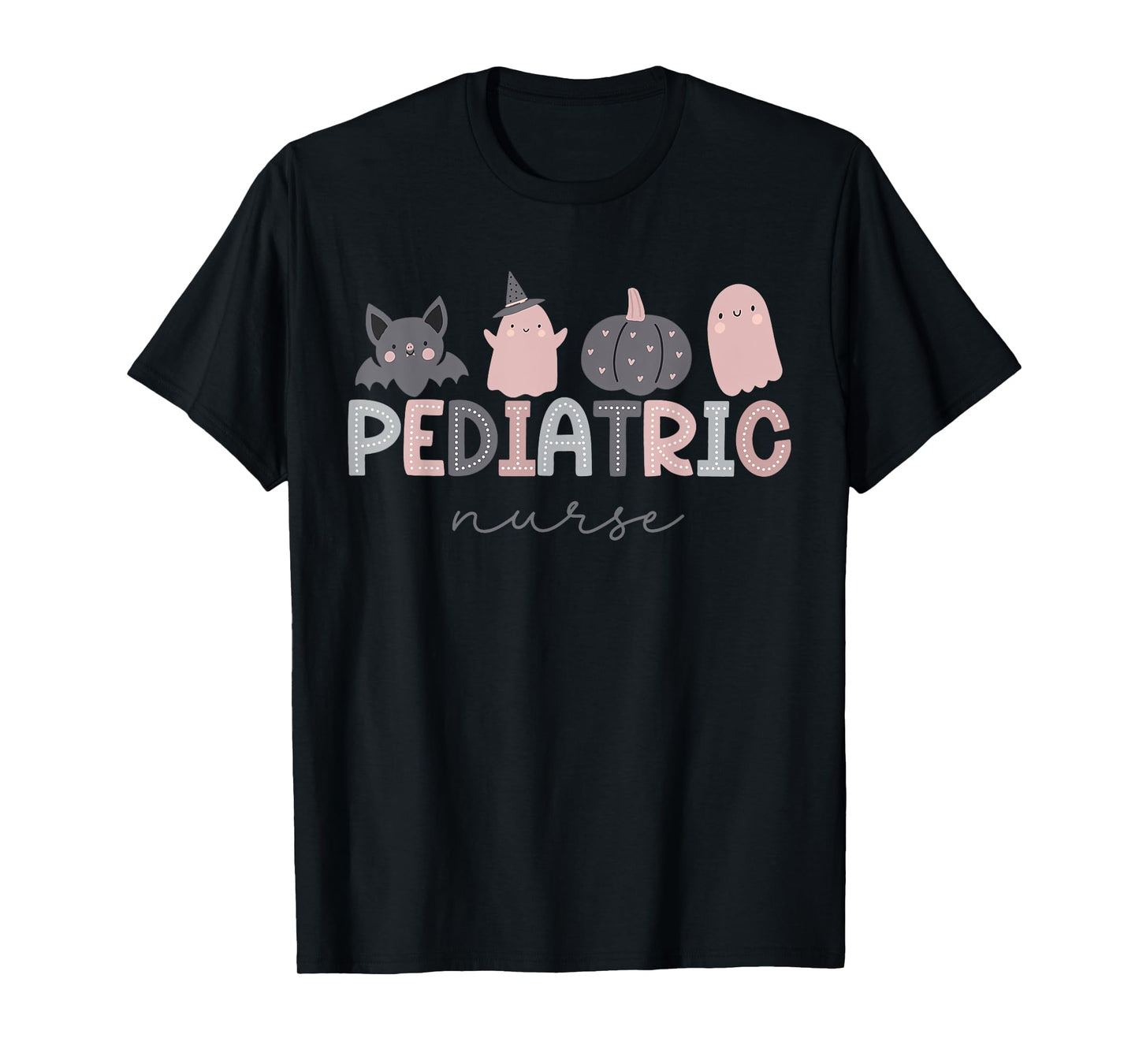 Pediatric Nurse Pumpkin Bat Ghost Cute Halloween PEDS NICU T-Shirt
