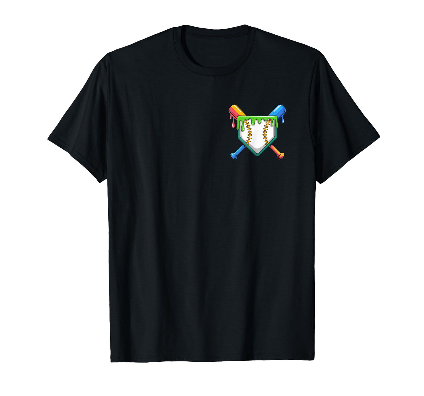 Baseball Dripping Ice Cream Drip Home Plate Baseball Player T-Shirt