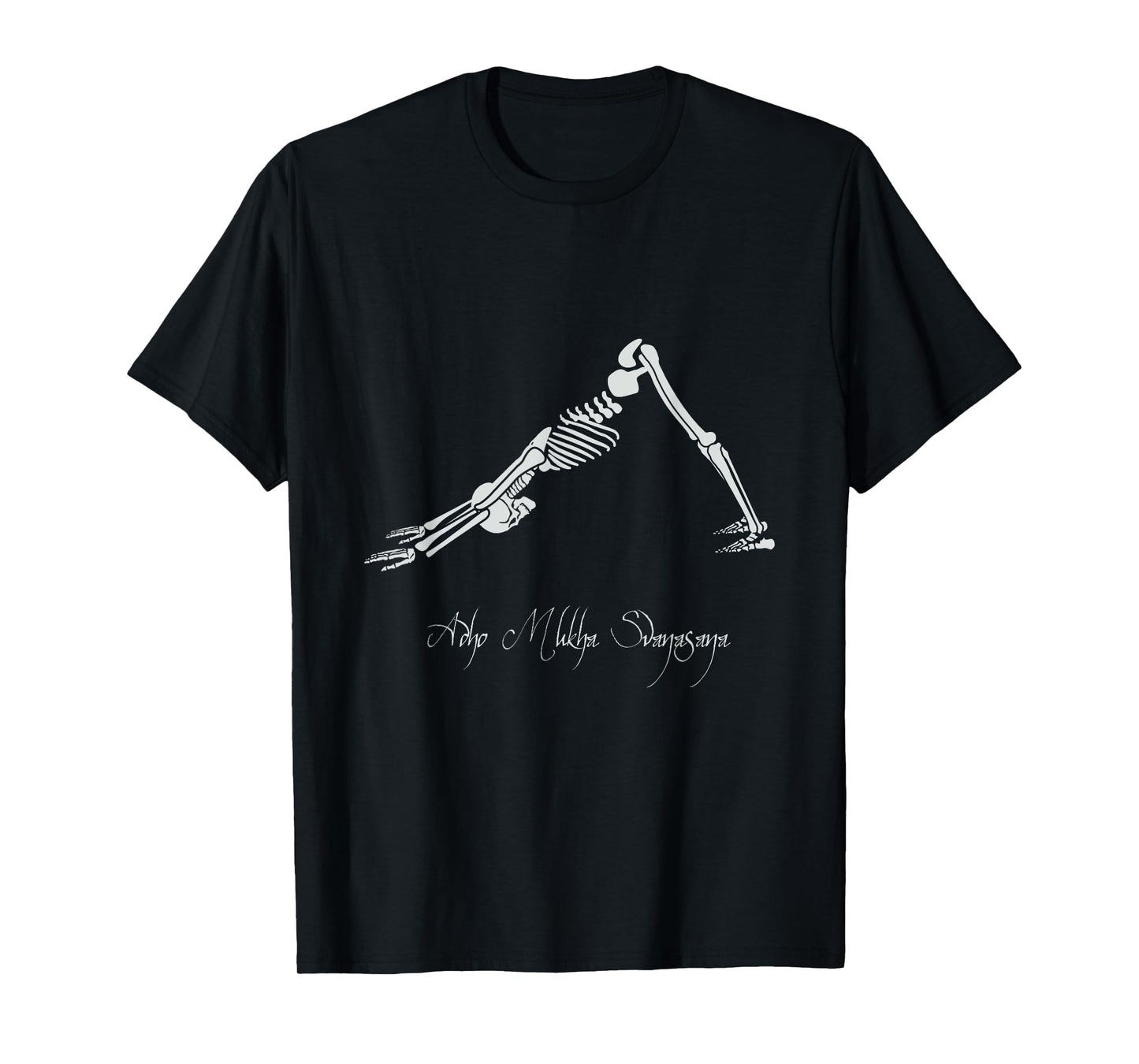 Human Skeleton Make Yoga Downward Facing Dog Pose Svanasana T-Shirt