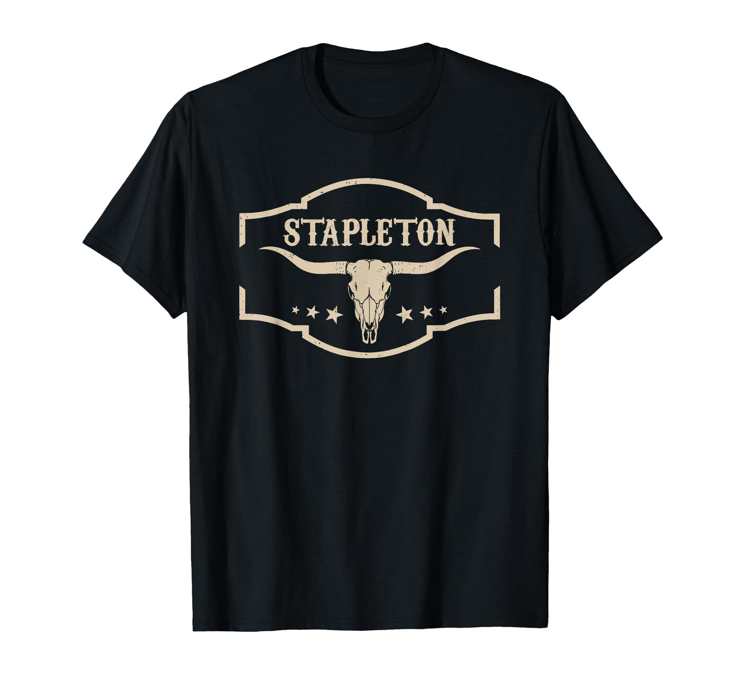 Country Graphic Bull Skull Cowboy Western Stapleton Name T-Shirt