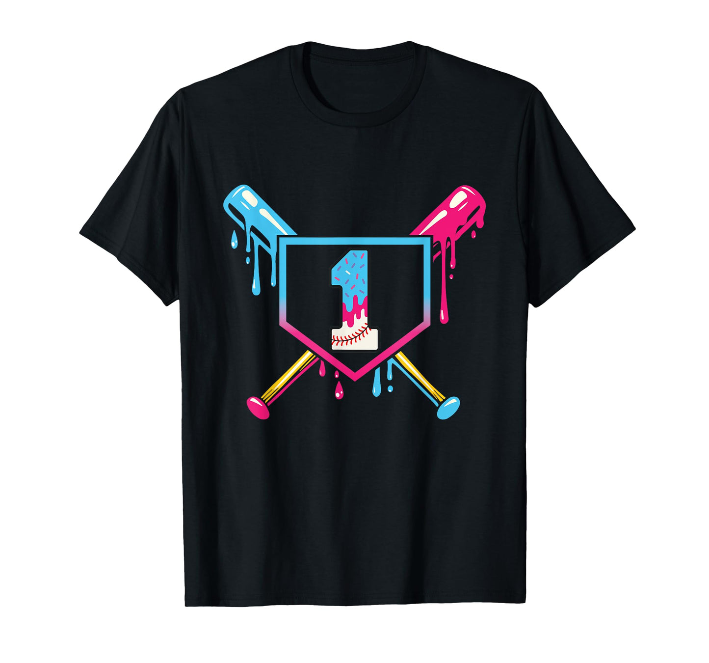 Baseball 1 Year Old Ice Cream 1st Birthday Boy Number 1 T-Shirt