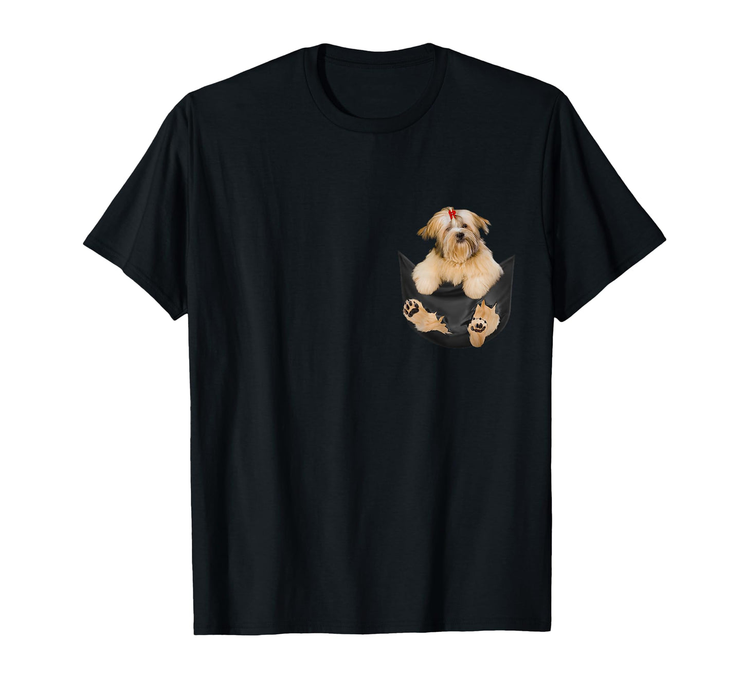 Dog Lovers Gifts Lhasa Apso In Pocket Funny Dog Face Men Women Kids T-Shirt