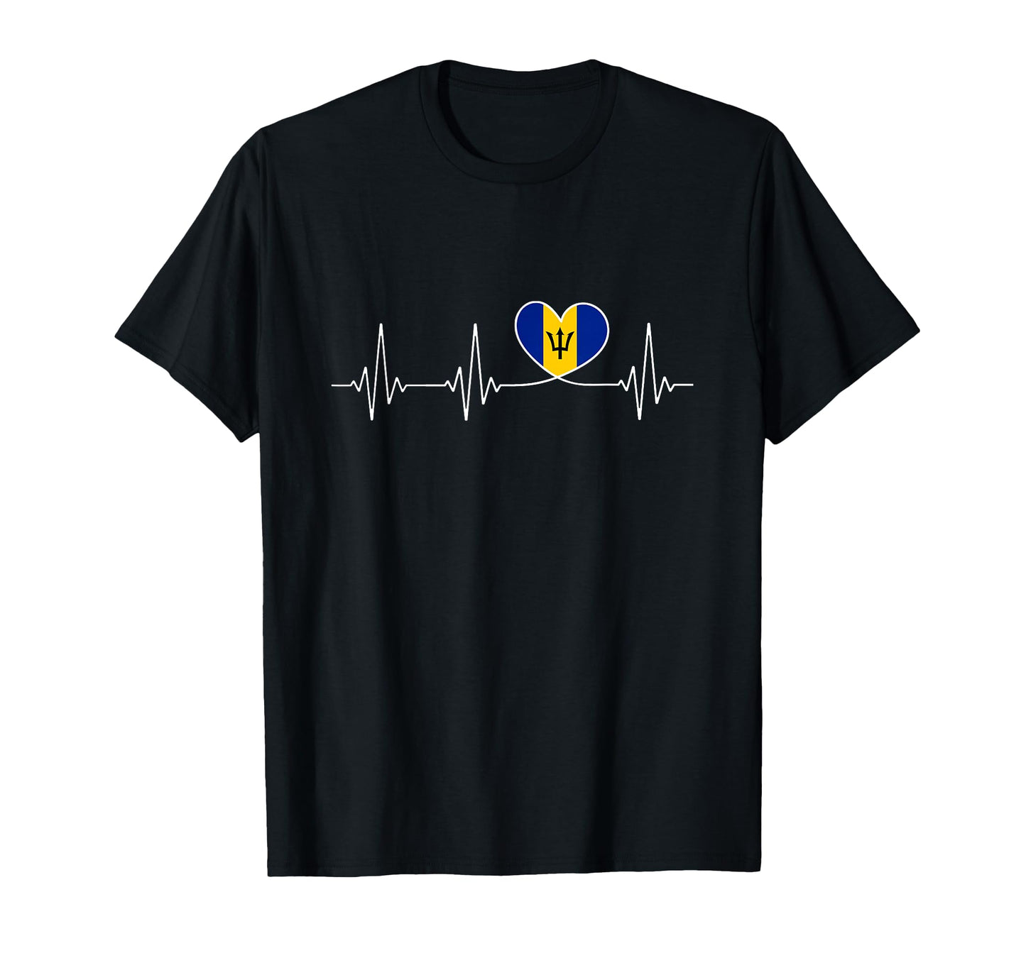 Barbados Love Heartbeat Barbadian Flag with Heart Barbados T-Shirt