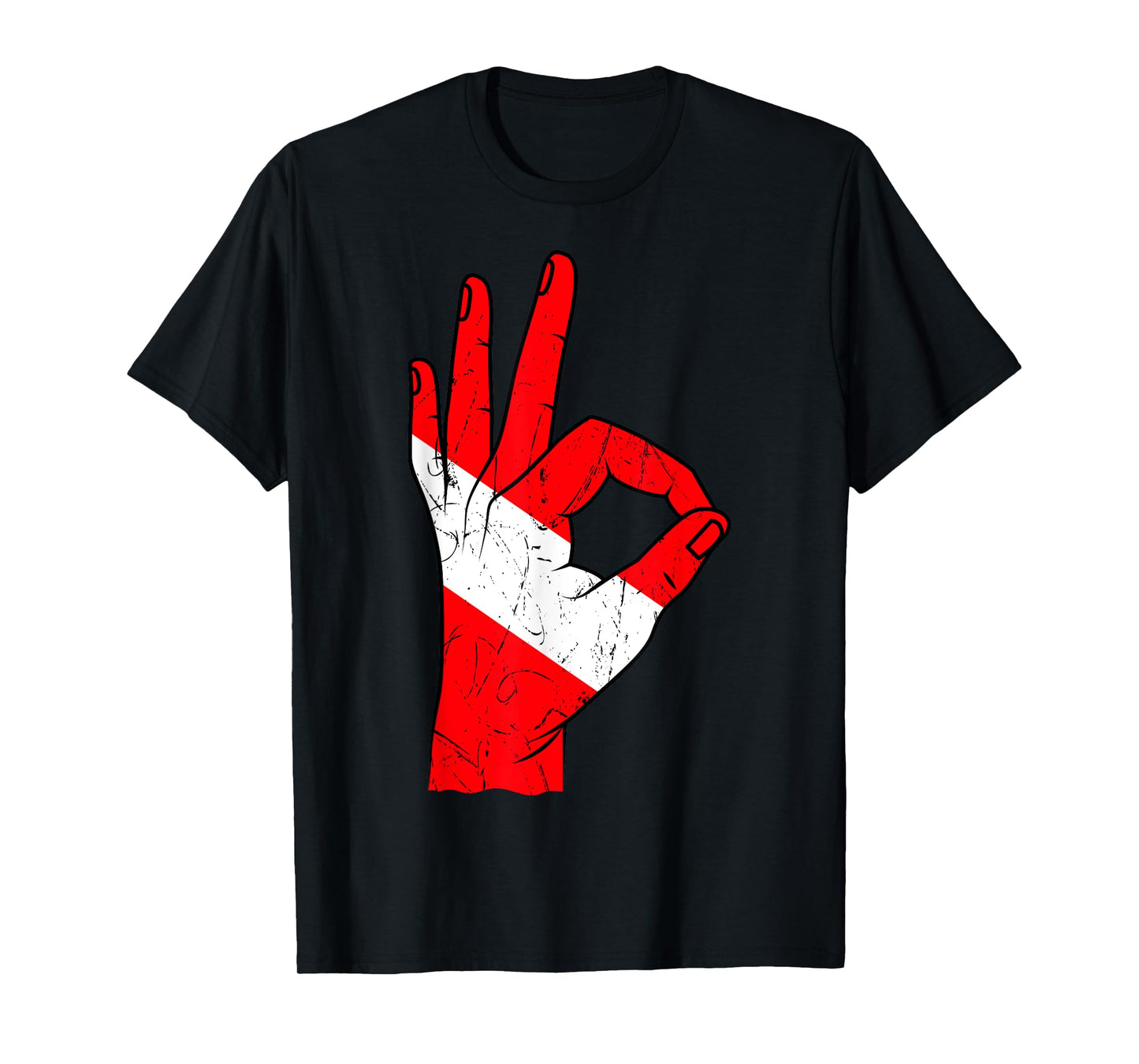 Hand Sign OK Scuba Diving Diver Down Flag Underwater Dive T-Shirt