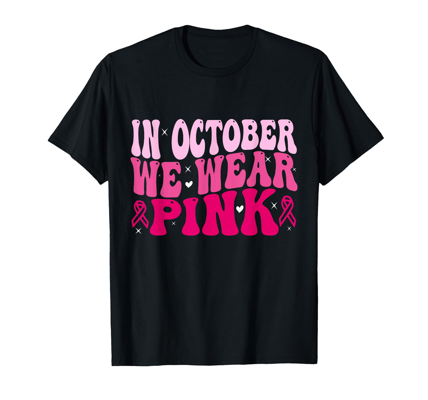 In October We Wear Pink Halloween Breast Cancer Awareness T-Shirt