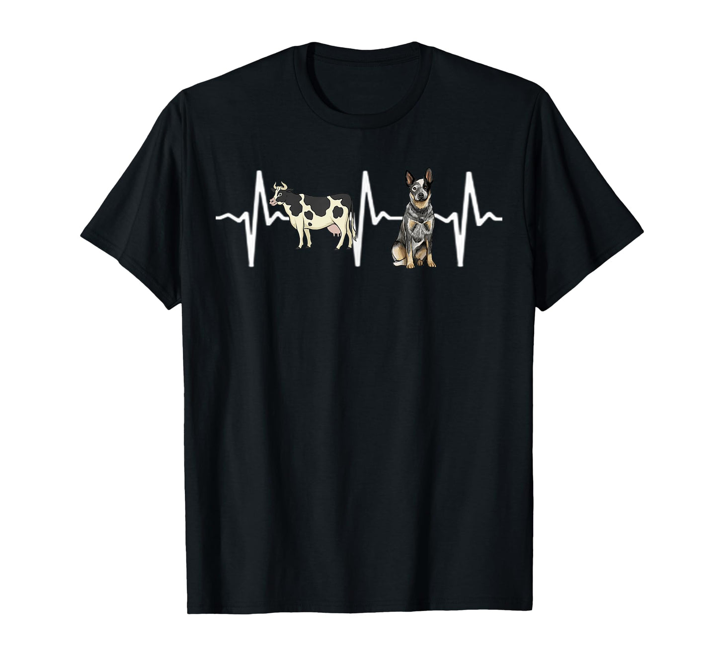 Cow Spotted Australian Cattle Dog Heartbeat Dog Lover T-Shirt for Men Women Kids