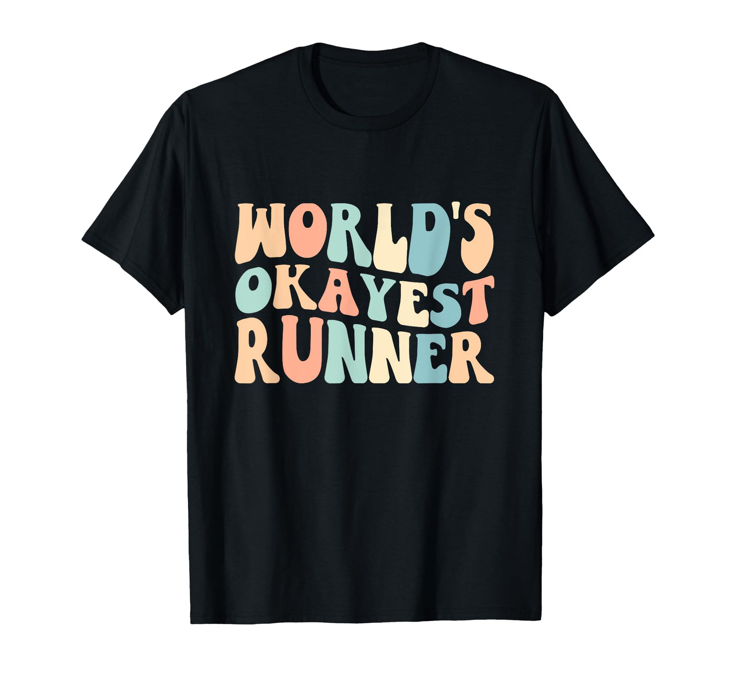 Groovy Retro Vintage Worlds Okayest Runner Running Lover T-Shirt