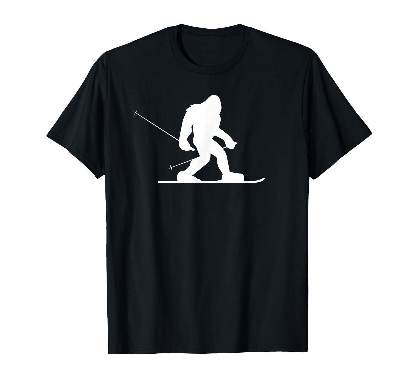 Skiing Bigfoot Shirt, Funny Cute Sasquatch Ski Winter Gift T-Shirt