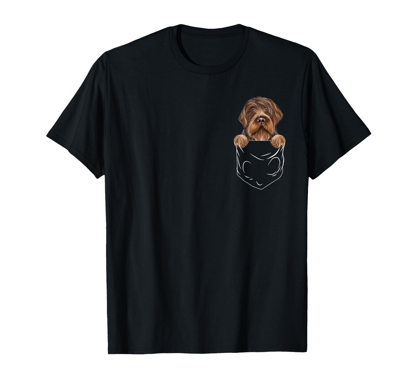 Wirehaired Pointing Griffons Owner Gift Dog In Pocket Wirehaired Pointing Griffon Funny Dog Lover Unisex Adults Kids T-Shirt Black Short Sleeve Modern Humorous Cartoon Dog Themed T-Shirt