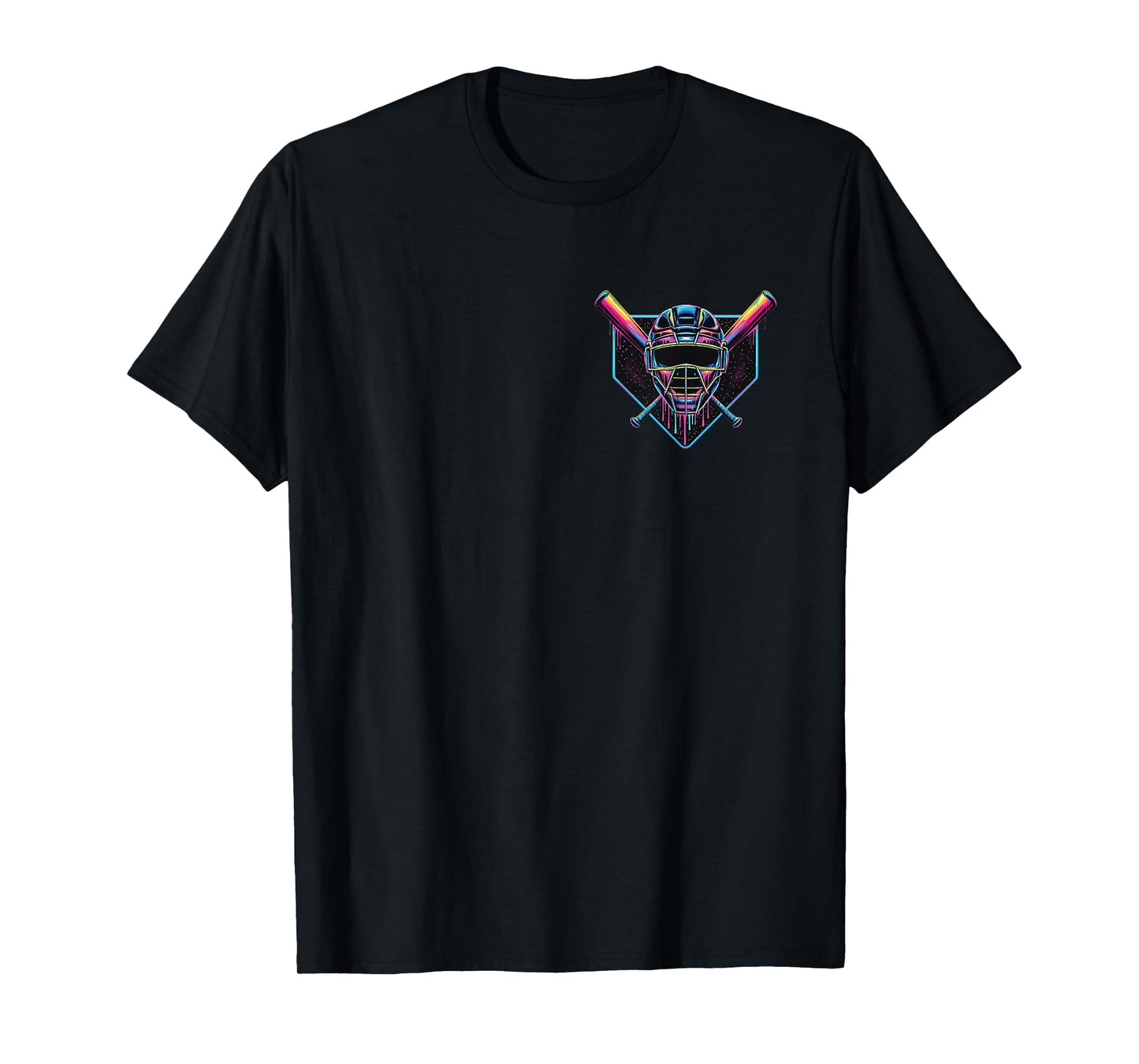 Dripping Baseball Catcher Mask Baseball Drip Bats Colorful T-Shirt