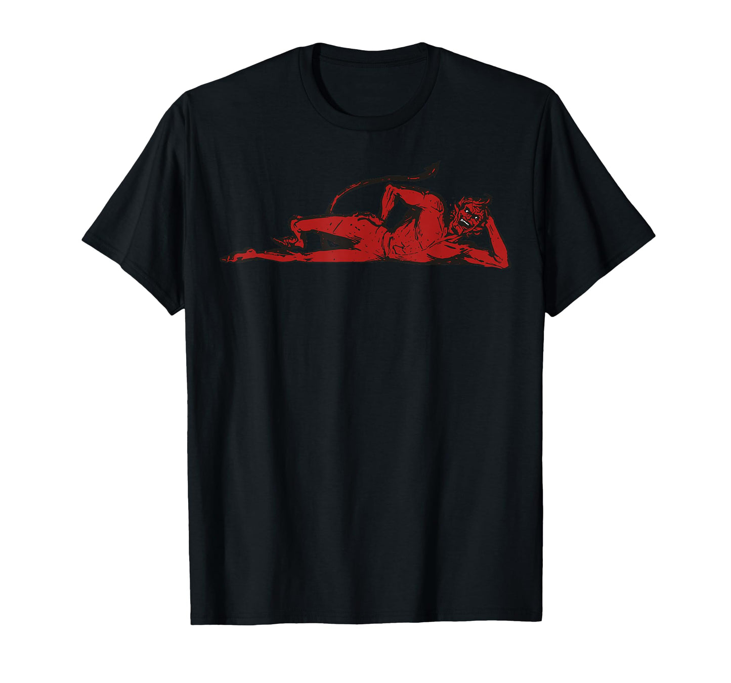 Mischievous Red Devil Design With Horns And Pointed Tail T-Shirt