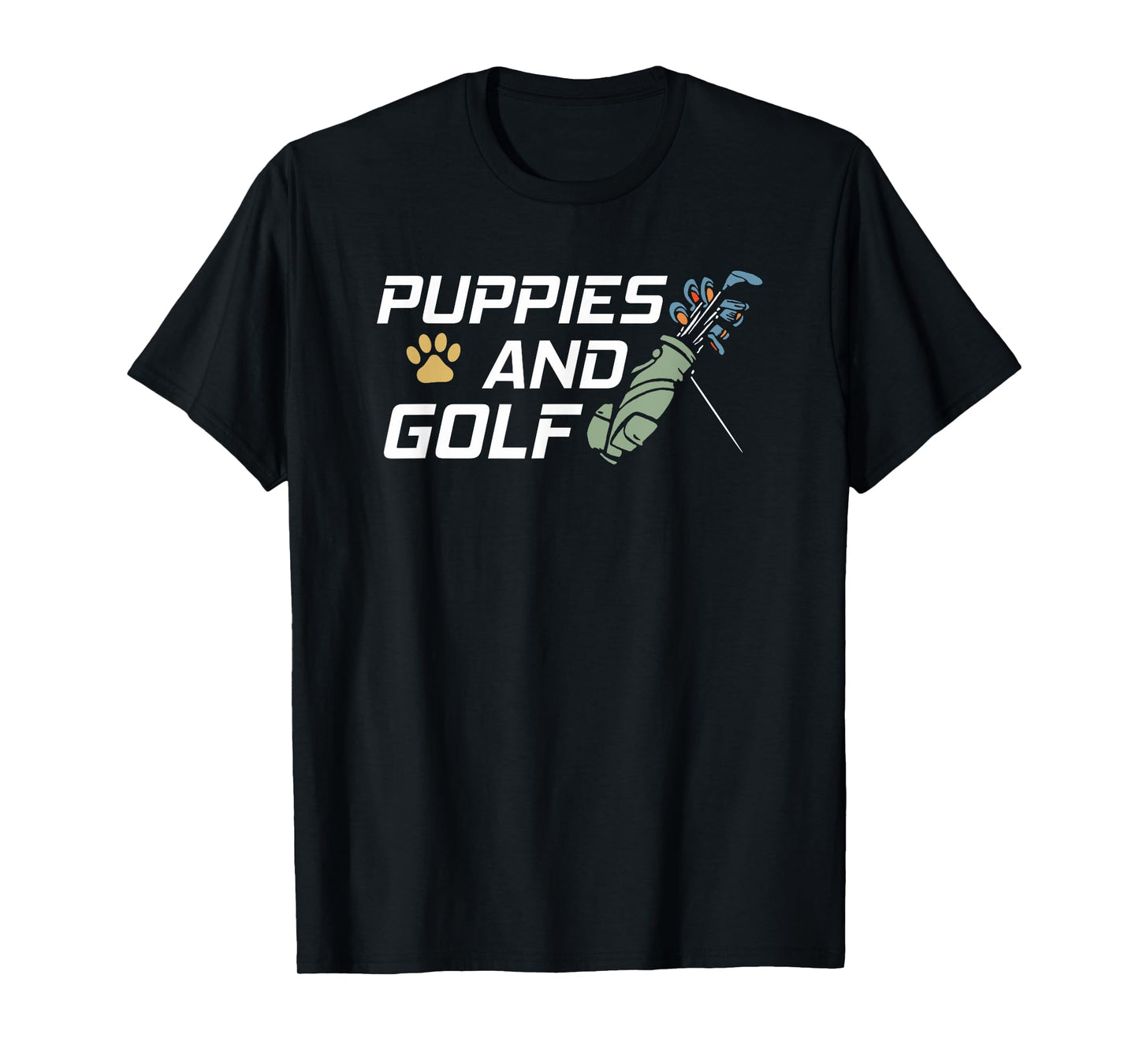 Puppies And Golf Dog Paw Print Funny Golfing T-Shirt