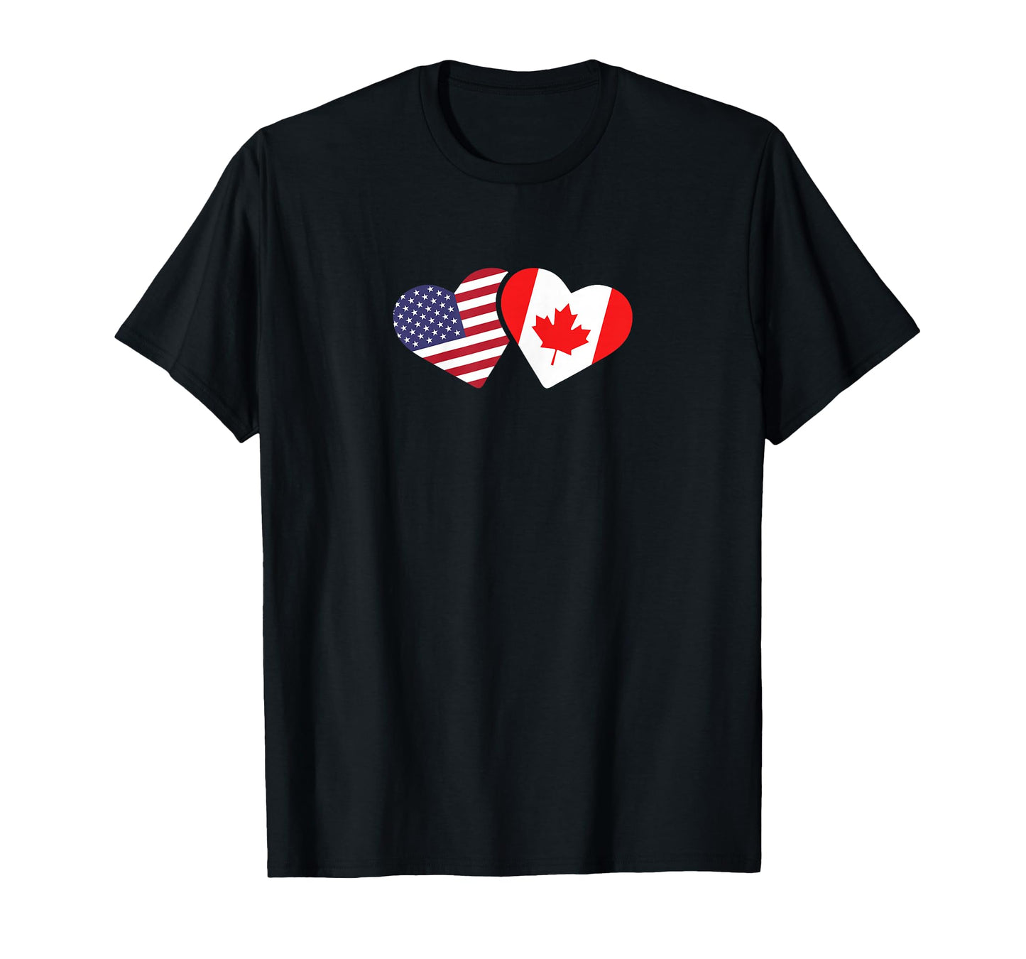 Canada USA Flag T Shirt Heart Canadian Americans Love Cute T-Shirt