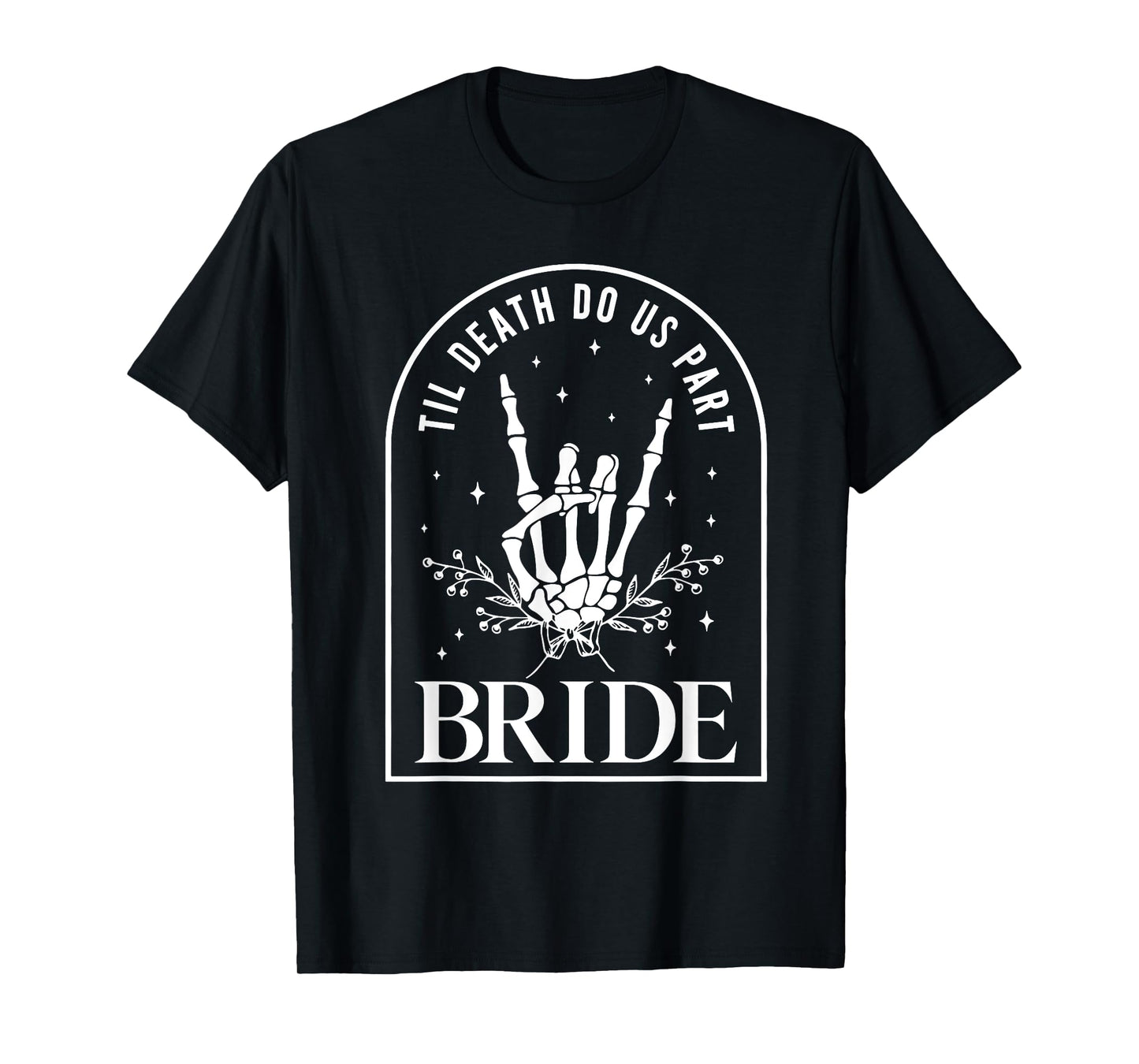 Bride Groom Skeleton Rock Hand Couples Wedding Halloween T-Shirt