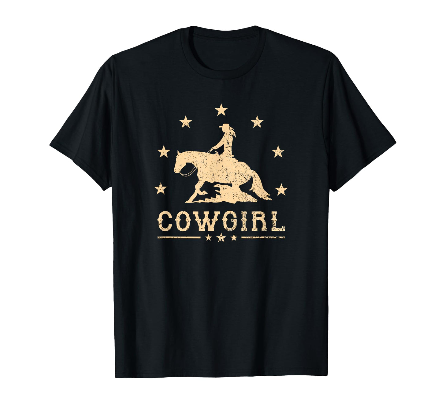 Western Rider Reining Quarter Horse Sliding Stop Cowgirl T-Shirt